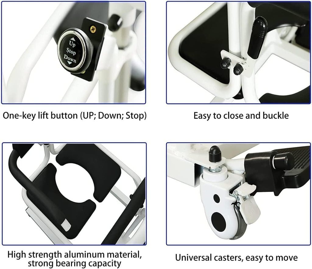 Electric Patient Lift Transfer Chair with 180° Split Seat and Bedpan N404