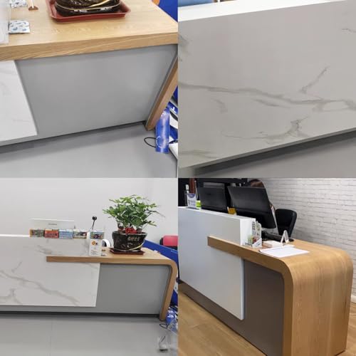Reception Desk with Counter, Lockable Drawer & Door Cabinet, 120cm R558055