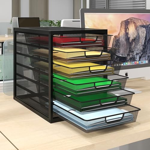 Natwind Mesh Desk Organizer with 4 Tier Sliding Drawers, Black T3555