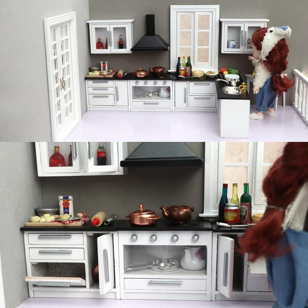 Keenso 1:12 Mini Dollhouse Kitchen Cabinet Set Wood Craftsmanship DIY J587720