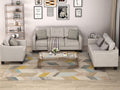 FANYE 3 Pieces Living Room Furniture Sets Include, Loveseat and Armchair, Linen Fabric Upholstered Sectional Classical Rivets Decor and Tufted Back Cushions, Sofa & Couch, 1, Beige 77.2" W