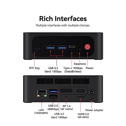 Beelink SER5 Pro Mini PC, AMD Ryzen 7 5800H, 32GB RAM 1TB SSD, WiFi 6, Win 11 Pro W795