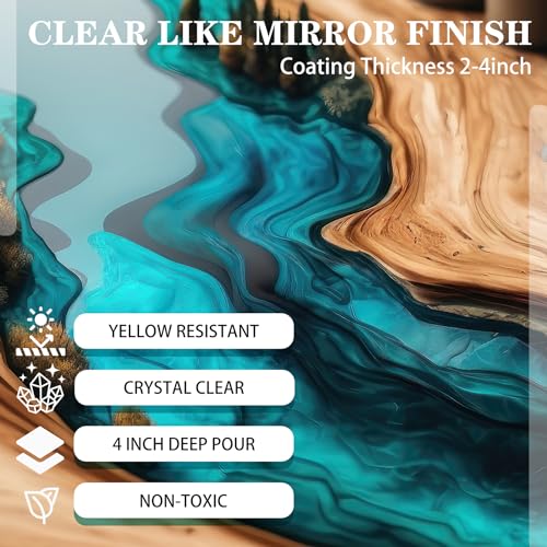 Deep Pour Epoxy Resin Kit for 2-4" Pour Depths, Crystal Clear Casting Resin X859