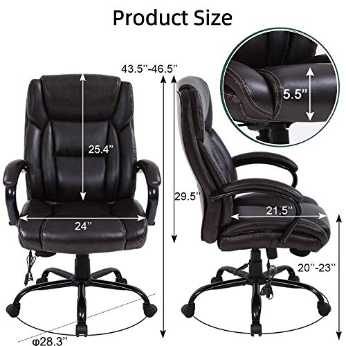 Big and Tall Ergonomic PU Leather Executive Office Chair with Massage Lumbar Support B17254