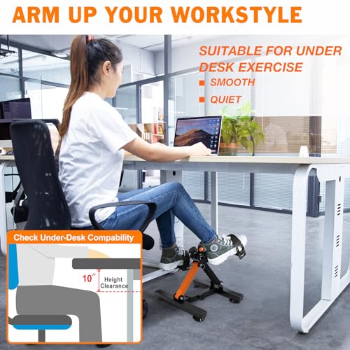 Under Desk Bike Pedal Exerciser, Adjustable & Foldable, with Suction Cup Feet U94547