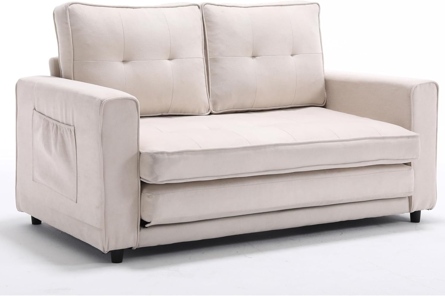 3 Fold Sofa Convertible Futon Sleeper Sofa Bed Beige I978376