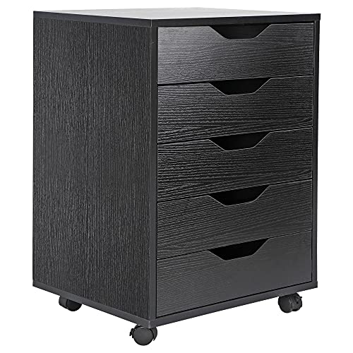 ZENY 5 Drawers Chest Mobile File Cabinet with Casters, White I62008