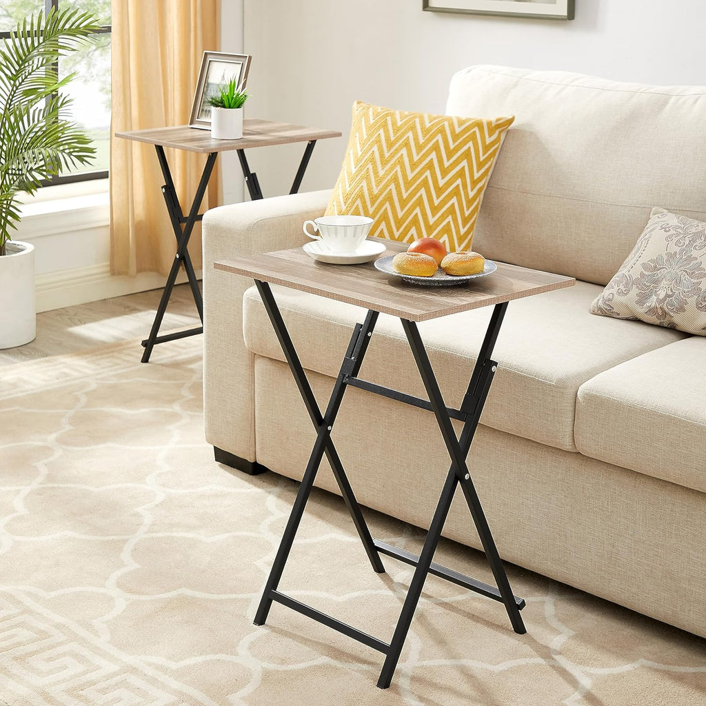 Rustic Brown & Black TV Tray Table 2-Piece Foldable Portable W22028