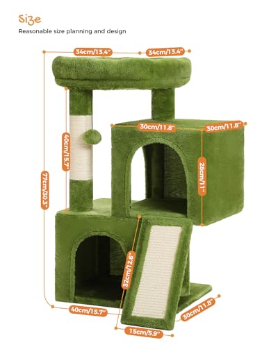 PAWZ Road Large Cat Tree 41 Inches Multi-Level Cat Tower with 2 Condos and Hammock H359270