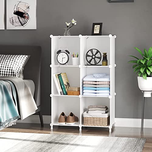 AWTATOS Cube Storage Organizer, 6-Cube Plastic Bookshelf, Translucent S940