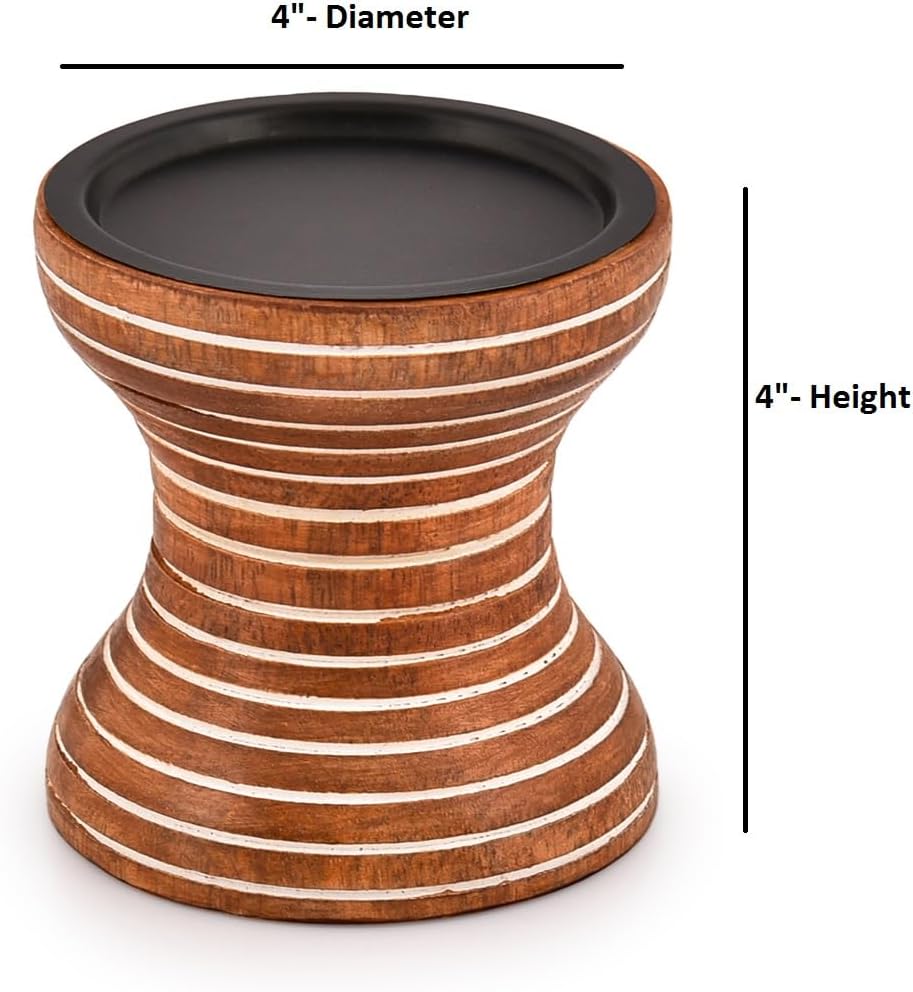 Mango Wood Candlestick Holder for Table Centerpiece Q4869