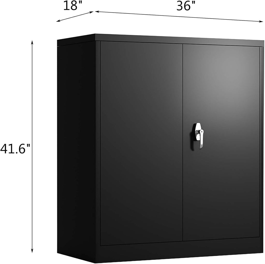 Locking Metal Storage Cabinet with Adjustable Shelves, Black X54003