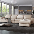 Modern Large L-Shape Feather Filled Sectional Sofa, Convertible Sofa Couch with Reversible Chaise for Living Room Living Room Furniture Sofas & Couches