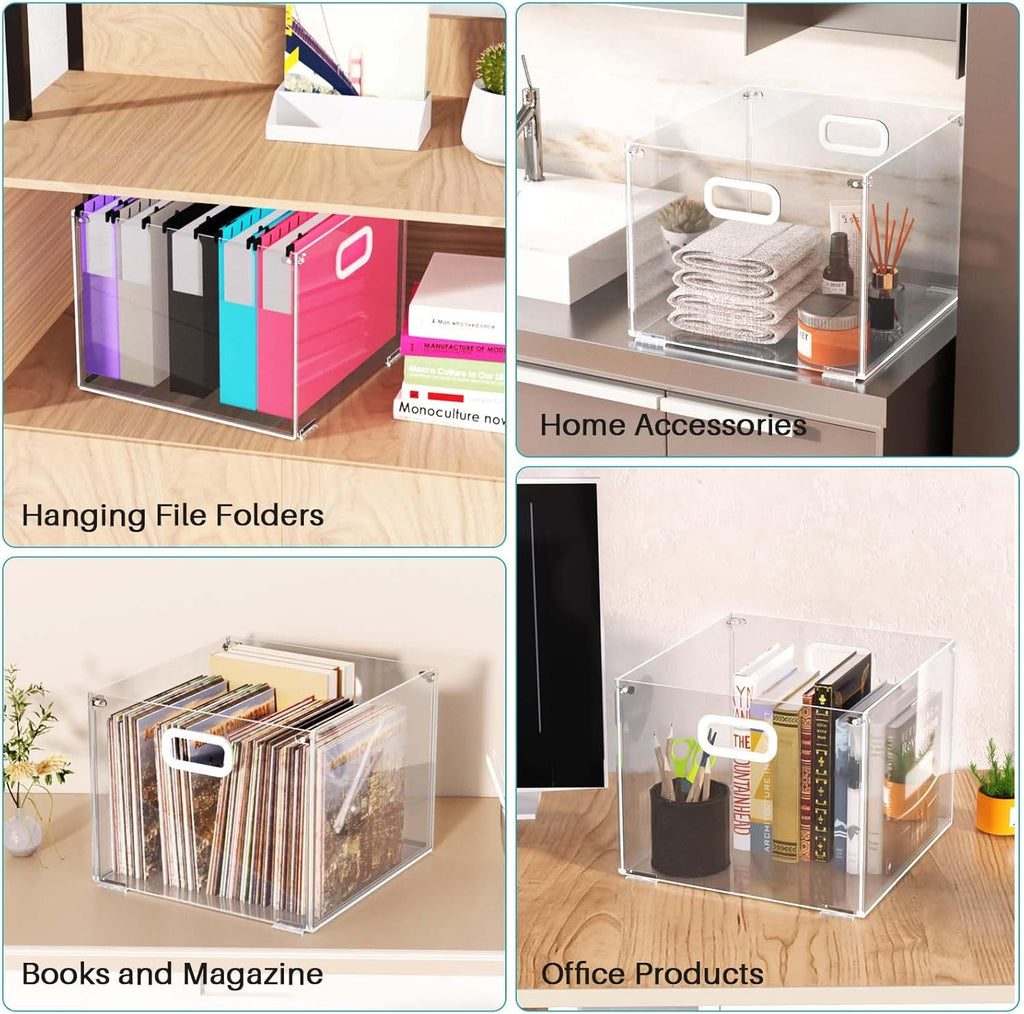 Acrylic File Box Organizer with Handle, Letter Size L585