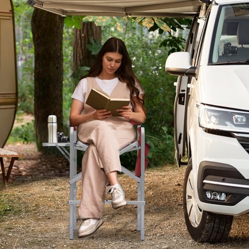 Magshion 31-Inch Folding Camping Director Chair with Side Table, Dark Green L15141