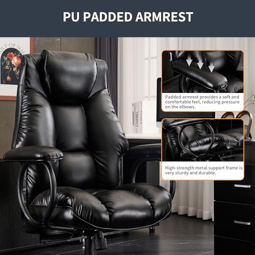 Big and Tall High Back Office Chair 400 lbs, PU Leather, Dark Brown T58872