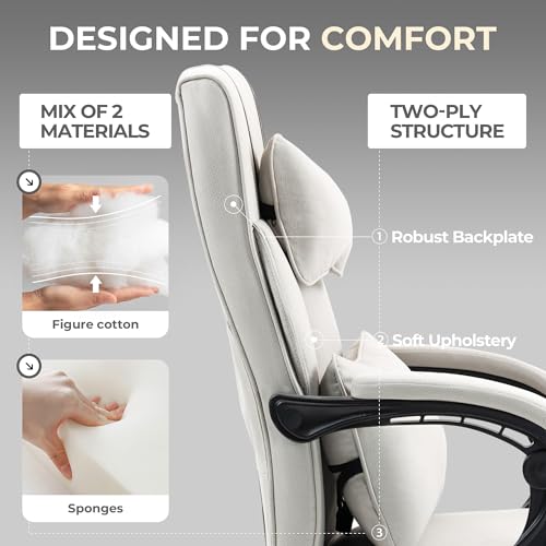 Dowinx Executive Office Chair Big and Tall Fabric with Footrest, Ergonomic High Back, Black S10695