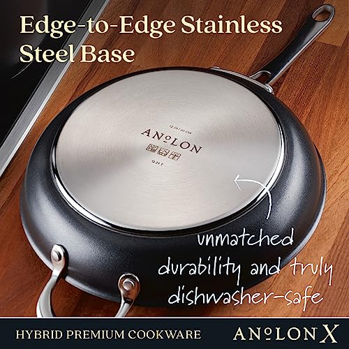 Anolon X Hybrid Nonstick Cookware Set, 12 Piece, Charcoal Gray B384083