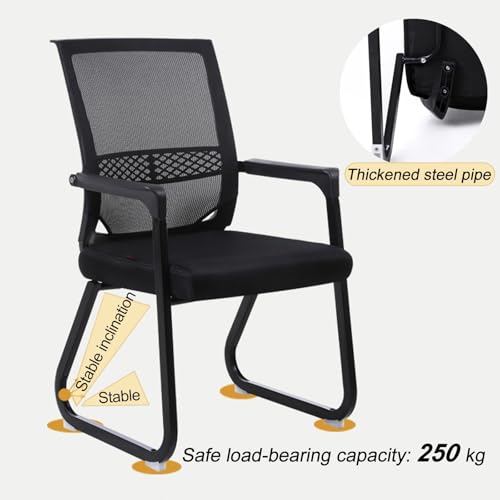 Office Chair Guest Chair with Welded Sled Base and Armrests, Red R966
