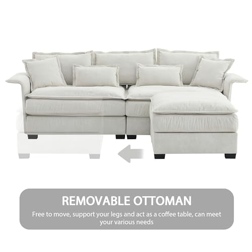 PURLOVE Convertible Sectional Sofa Couch with Ottoman, Dark Grey M889656