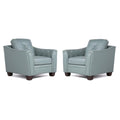 Home Square 2 Piece Tufted Leather Accent Chair Set In Spa Blue