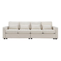 4-Seater Removable Cushion Sofa Modern Linen Fabric Sofa with Armrest Pockets and 4 Pillows Minimalist Couch for Living Room