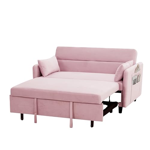 54" Convertible Sofa Bed, 3-in-1 Sleeper Sofa with Pull-Out Bed, Gray Y705521
