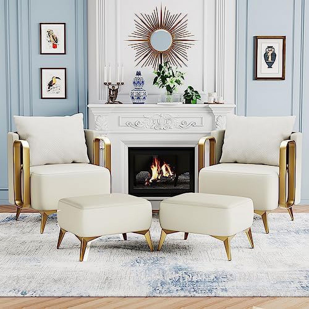 NLIBOOMLife Accent Chair with Ottoman Faux Leather Modern Living Room Armchair S42017
