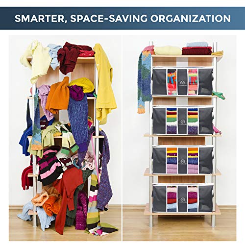 Clothes Storage Bag Organizer with Zippers, Clear Window, 3 Pack Grey K4051