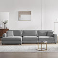 134" Oversized Sectional Sofa L Shaped Couches for Living Room, Modern Corduroy Sleeper Couch Comfy Cloud Couch Set with Chaise & USB Charging Port & Cup Holder for Apartment, Beige