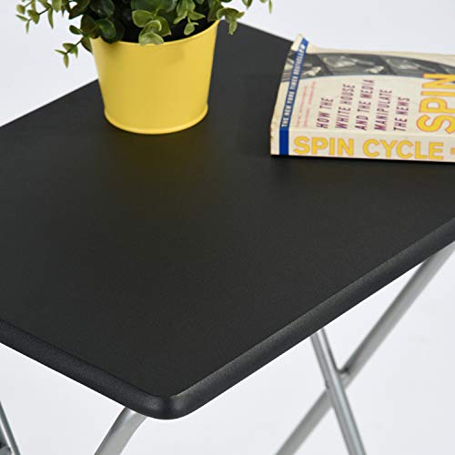 FurnitureR Folding Table with Wood Top Metal Frame, 14.1 x 18.9 x 26 in N38235