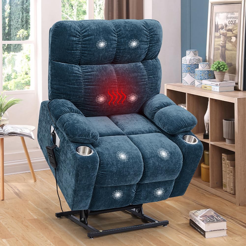 Power Lift Recliner Chair for Elderly, Dual Motor, Blue G4779