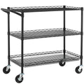 Finnhomy 3 Tier Heavy Duty Commercial Grade Utility Cart, Wire Rolling Cart with Handle Bar, Steel Service Cart with Wheels, Utility Shelf Plant Display Shelf Food Storage Trolley, NSF Listed