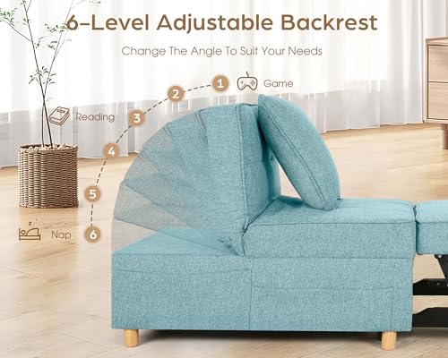 4-in-1 Convertible Sofa Bed Chair with Adjustable Backrest, Black P1448