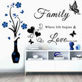 Family Wall Sticker Wall Decal Inspirational Family Quote Sticker Vase Wall Art Sticker Vinyl Lettering Saying Wall Decals for Living Room Bedroom Dining Room Wall Decoration Home Decor.