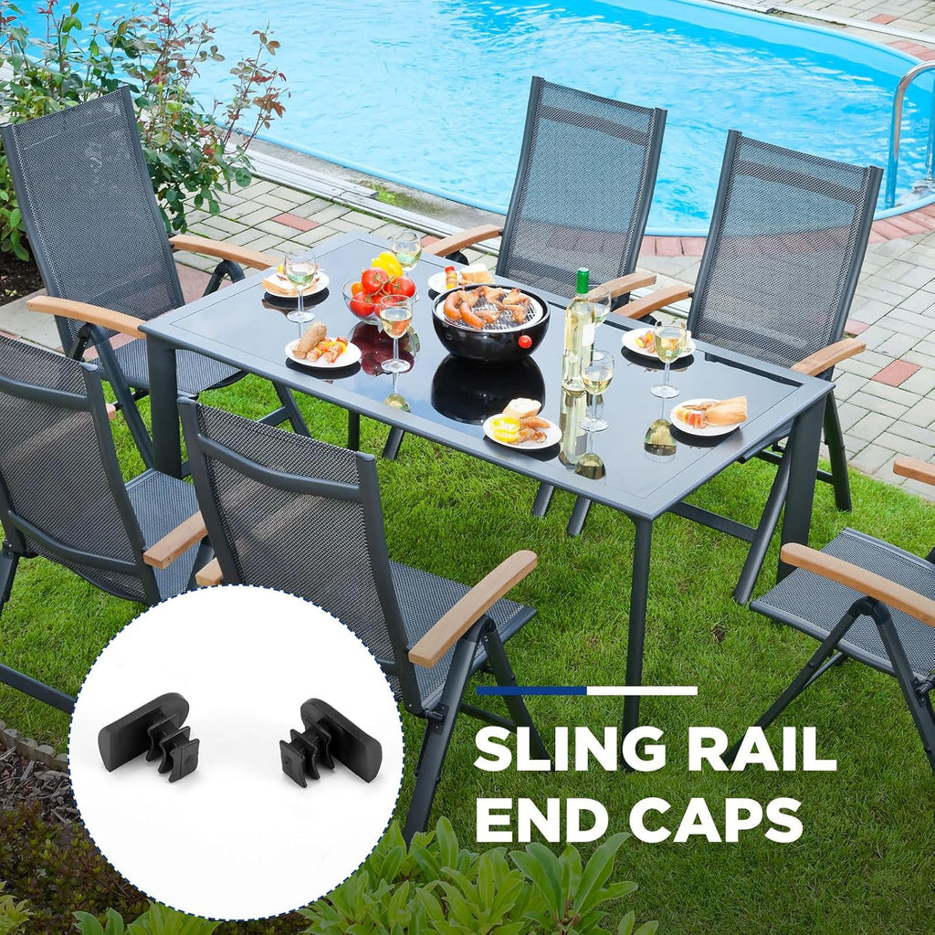 Sling Rail End Caps for Patio Furniture Replacement, Half Oval, Black Nylon X23340