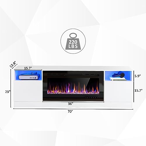 70" Fireplace TV Stand with 36" Electric Fireplace, Black B38934