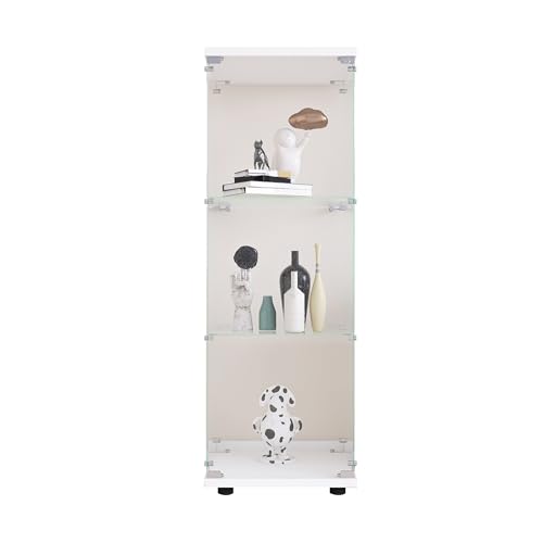 White Glass Display Cabinet with 3 Shelves L30487