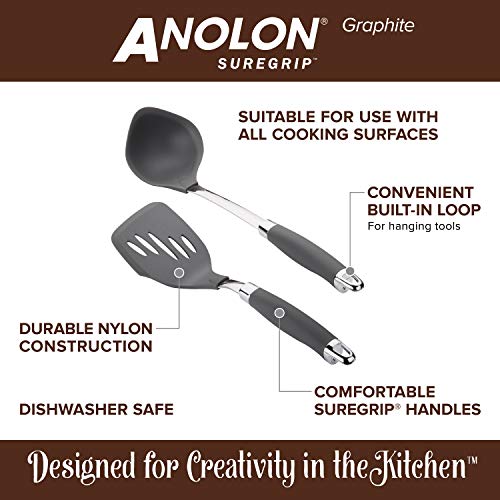 Anolon SureGrip Nonstick Kitchen Utensil Set, 5 Piece, Graphite S7615