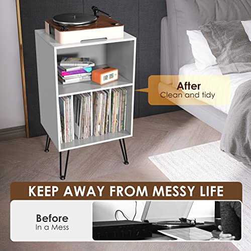 iyrany Record Player Stand with Vinyl Storage, Holds 150 Albums K7348