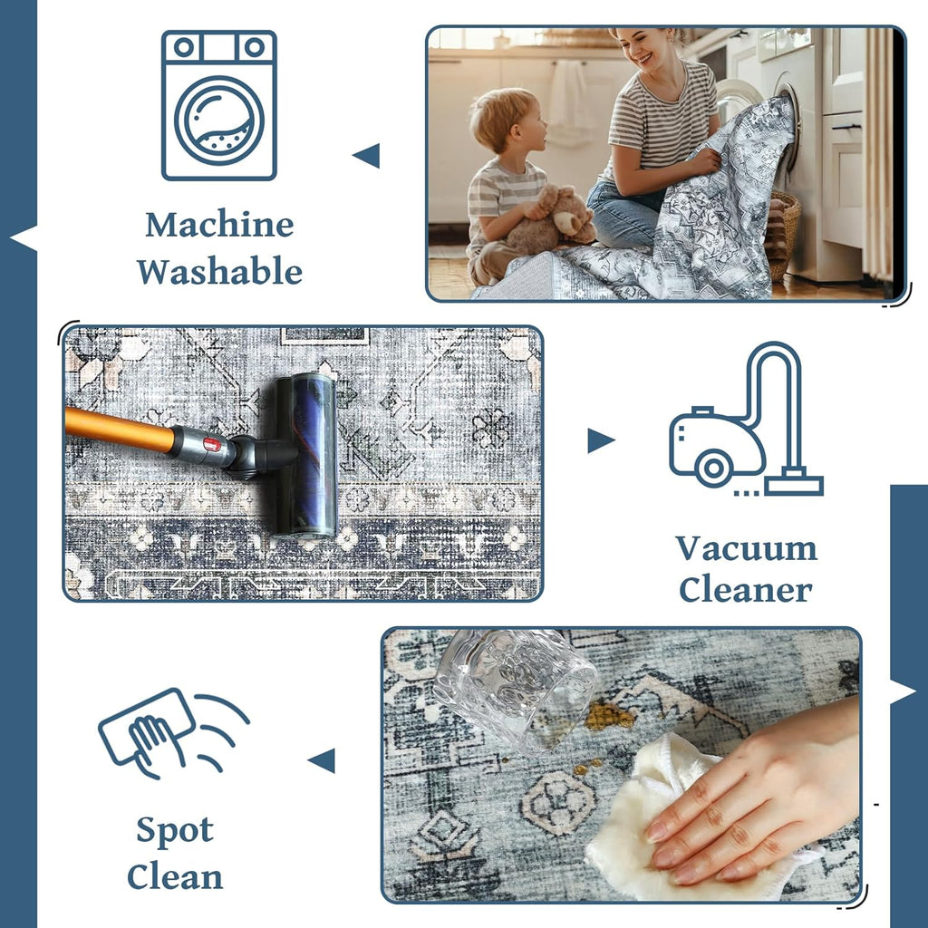 5x7 Machine Washable Non-Slip Area Rug S5756