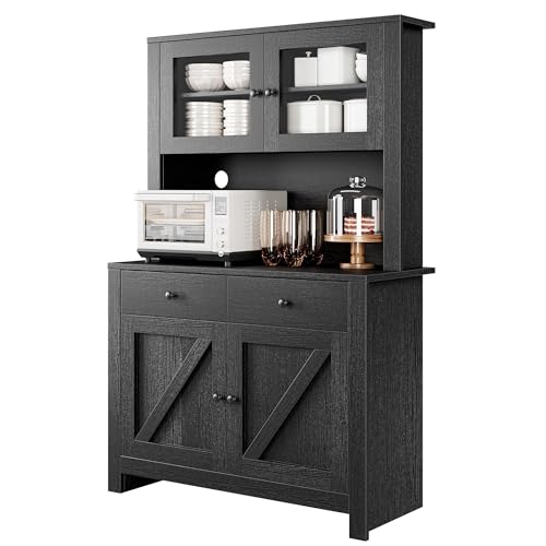 Freestanding Kitchen Pantry Cabinet with Microwave Stand, White N1672