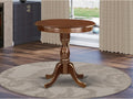 Country Cottage Amazing Small Dining Table with Oak Color Table Top Surface and Asian Wood Kitchen Table Pedestal Legs - Oak Finish