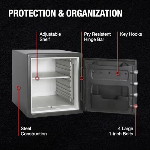 SentrySafe Fireproof Waterproof Steel Safe with Dial Combination Lock, Black W917