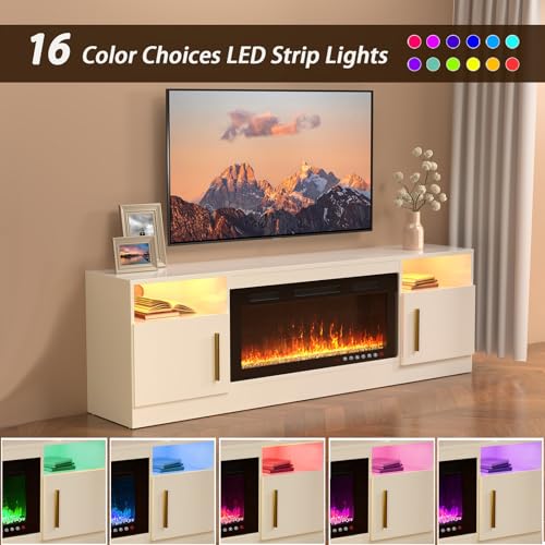 Electric Fireplace TV Stand for Living Room, Fits Up to 80" TVs O459