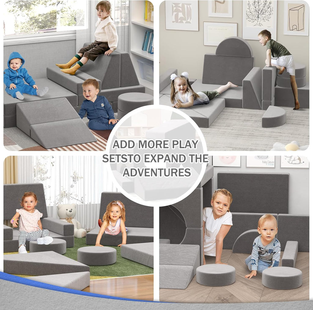 Kids Nugget Couch, 15PCS Modular Play Couch with Foam Cushion G559