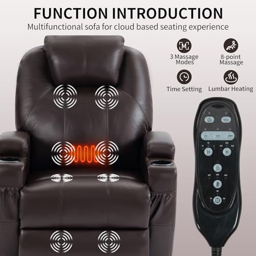 Power Lift Recliner Chair for Elderly with Heat and Massage, Remote Control, Black R52510