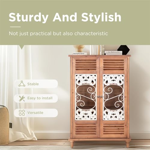 Sophia & William Accent Cabinet with 2 Doors, Distressed Carved Pattern P738031