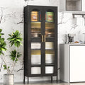 71" Display Cabinet with Glass Doors, Curio Cabinet with 4 Adjustable Shelves, Glass Cabinet Display Cases for Collectibles,Black Tall Metal Cabinet for Home Office,Living Room,Kitchen