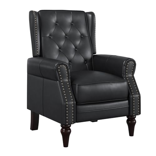 Lazy Boy Faux Leather Wingback Recliner Chair with Tufted Button, Matt Brown J953083